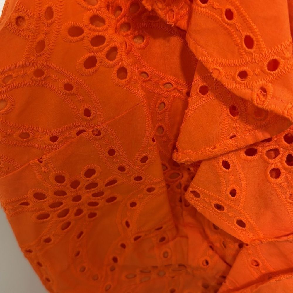 Milly Novi Eyelet Wrap Dress Tangerine. Size 8. - Picture 6 of 9